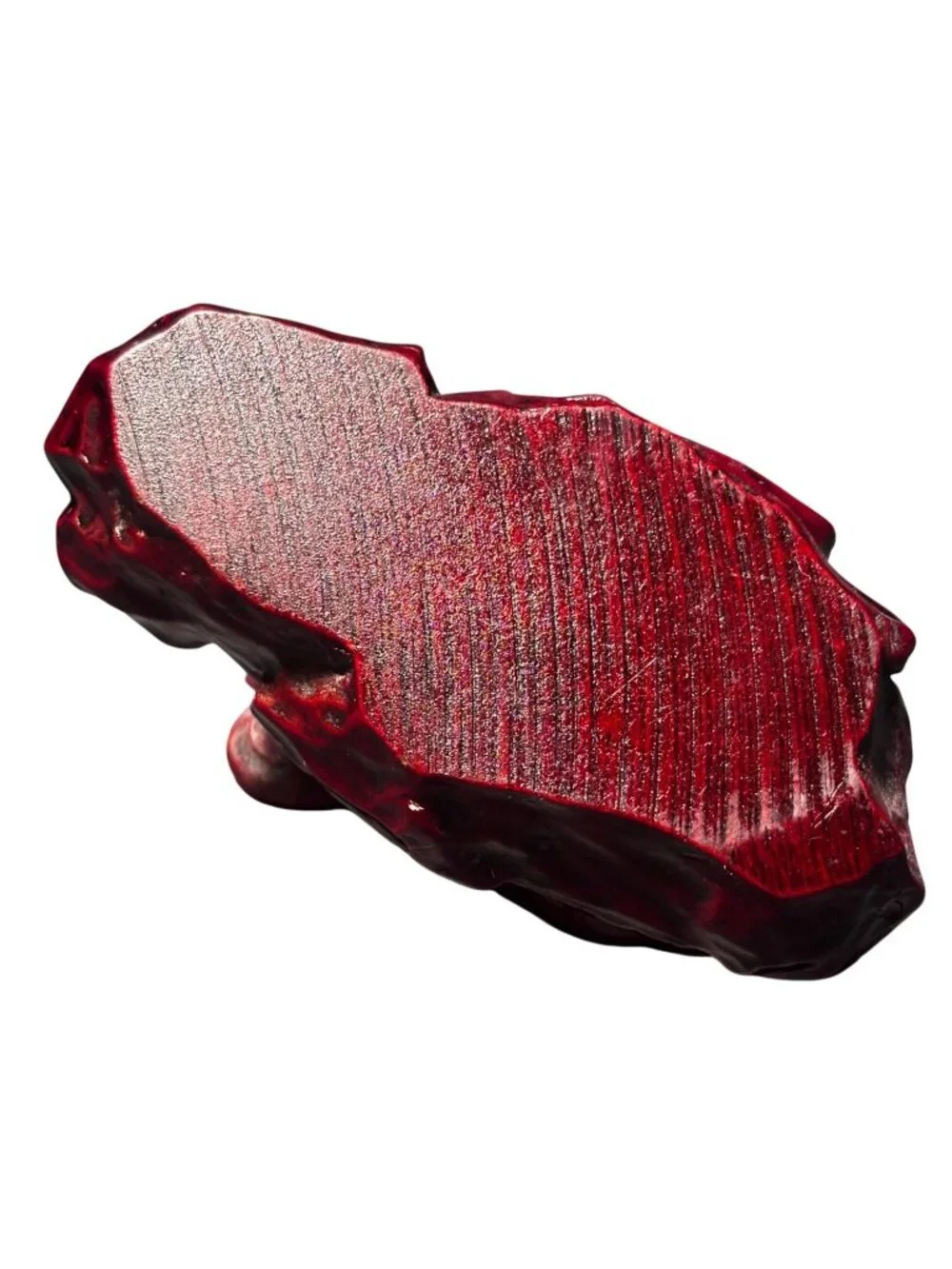 Chinese Zodiac Red Resin Water Buffalo Figurine Decorative Sculpture Chinoiserie